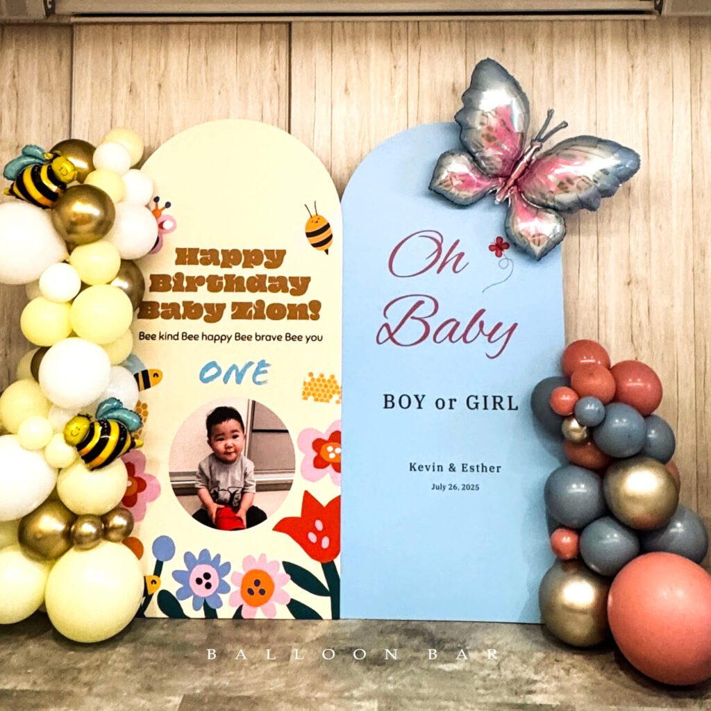美式風自然風親子佈置背板-OH baby ! HBD 1|台中親子氣球布置