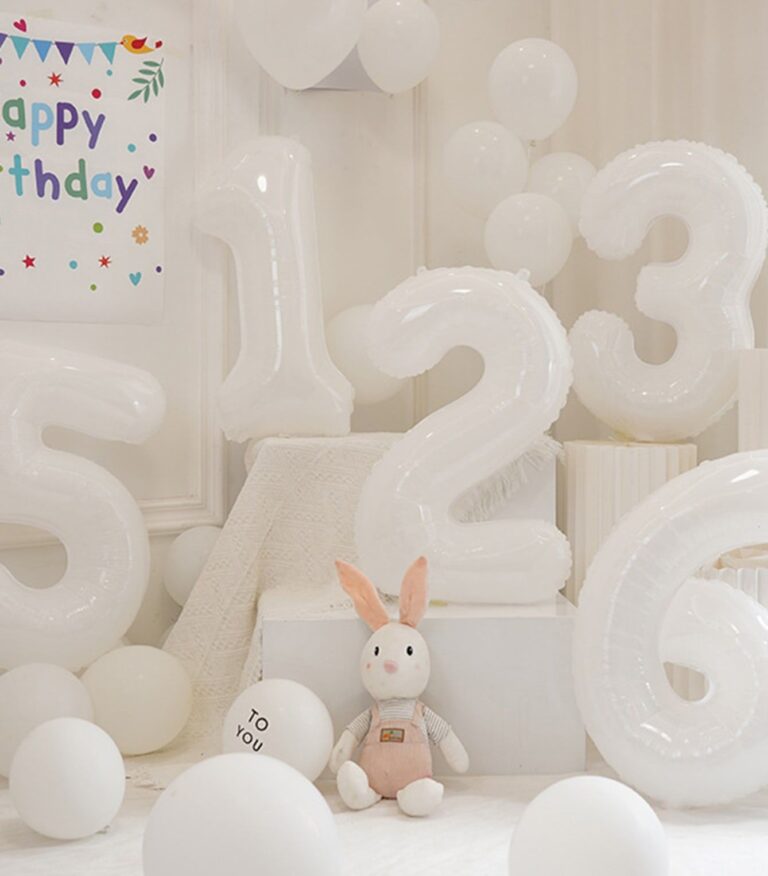 1pc 32inch White Number Shaped Balloon,Birthday Party Decoration Balloon