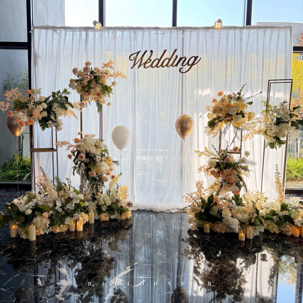 頂粵吉品台中婚禮花藝佈置 白綠粉花藝布置